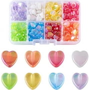 Pandahall 320pcs/box 8mm Mini Heart Acrylic Beads Crystal AB Color Faceted Loose Spacer Beads for Women Girl Jewelry Bracelet Necklace Making Supplies Hole: 1.5mm
