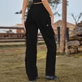 thumbnail image 5 of Defitshape Women's Cargo Jeans Washed Straight Leg Full Length Loose Fit Vintage Fashion Long High Waist Elastic Carpenter Denim Pants Black X-Large, 5 of 5