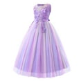 thumbnail image 2 of IBTOM CASTLE Little Big Girls Flower Tulle Dress Princess Pageant Wedding Birthday Party Formal Long Dance Evening Maxi Gown 9-10 Years Rainbow Purple, 2 of 8