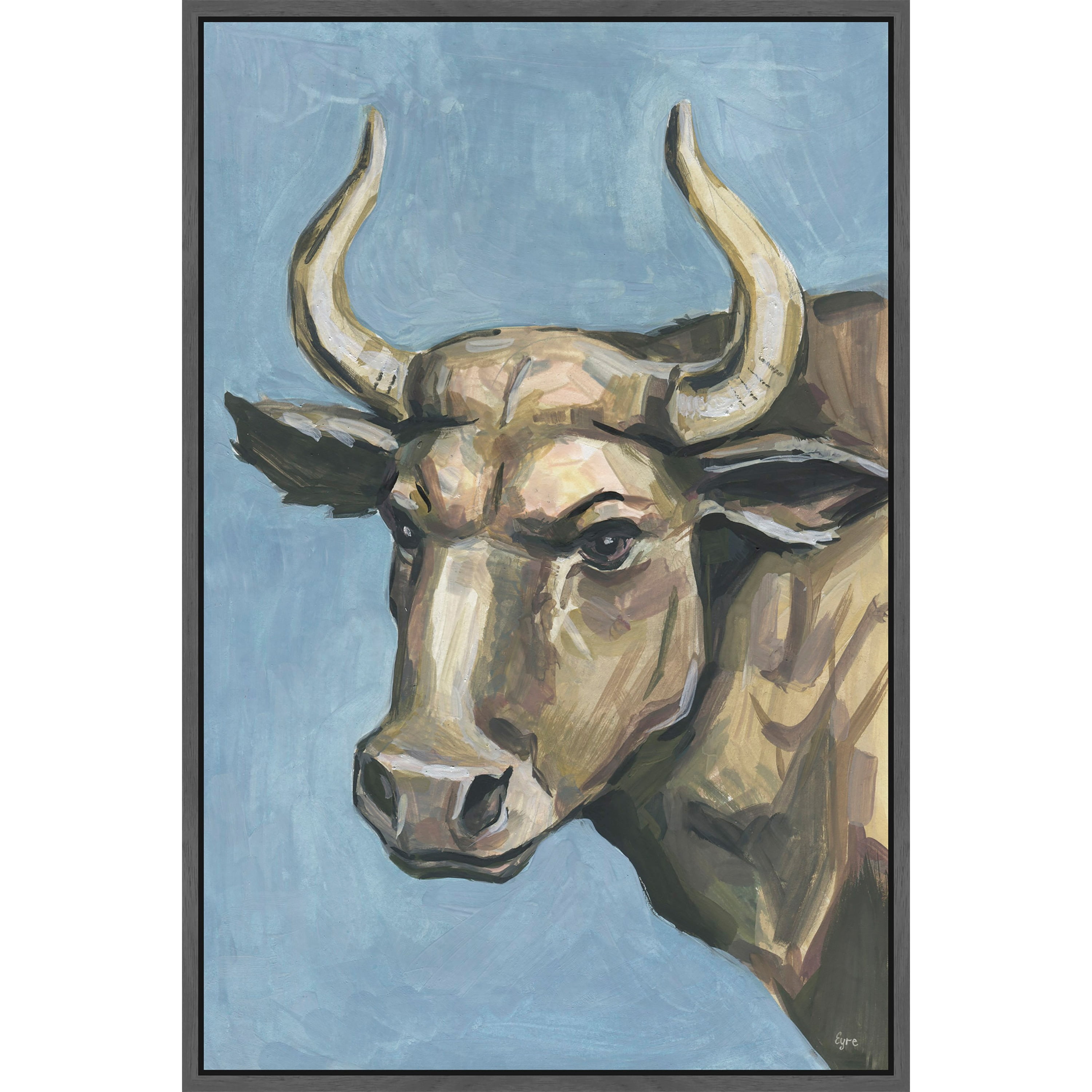 Bull Attitude Floater Framed Painting Print on Canvas
