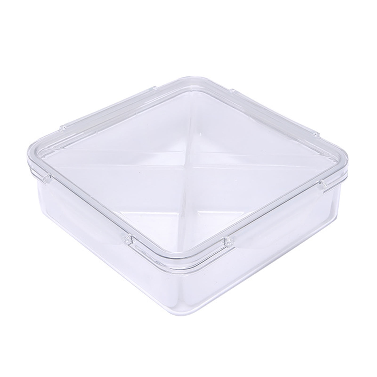 Yasu Fruit Tray with Compartments Airtight Food Storage Container Fruit Tray with Lid 4/6 Compartments Divided Snack Box Container, Size: Round