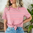 thumbnail image 2 of Short Sleeve T Shirts for Women Floral Printed Graphic Tees Tops Cute Pullovers Tunic Cotton Blouse Pink XL, 2 of 4