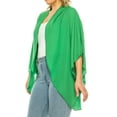 thumbnail image 2 of Women's Plus Size Solid Casual Cardigan Loose Fit Draped Ruffles Kimono Sleeve, 2 of 6