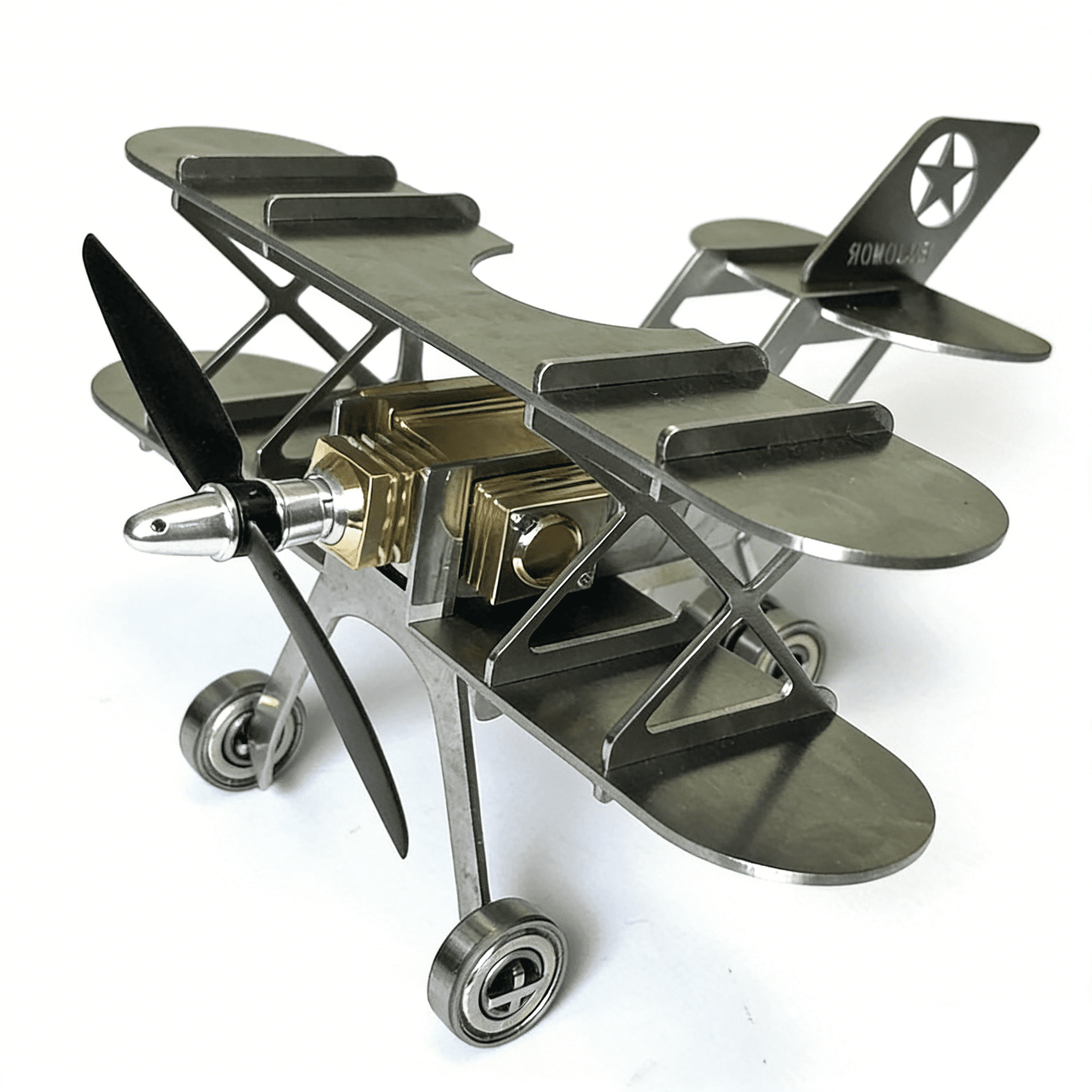 Stirling Engine Aircraft Model Kit – Upgraded Mini Stirling Engine with Metal Airplane Frame, Heat Powered Desktop Engine Model, Educational Physics Experiment Kit for Adults & Collectors
