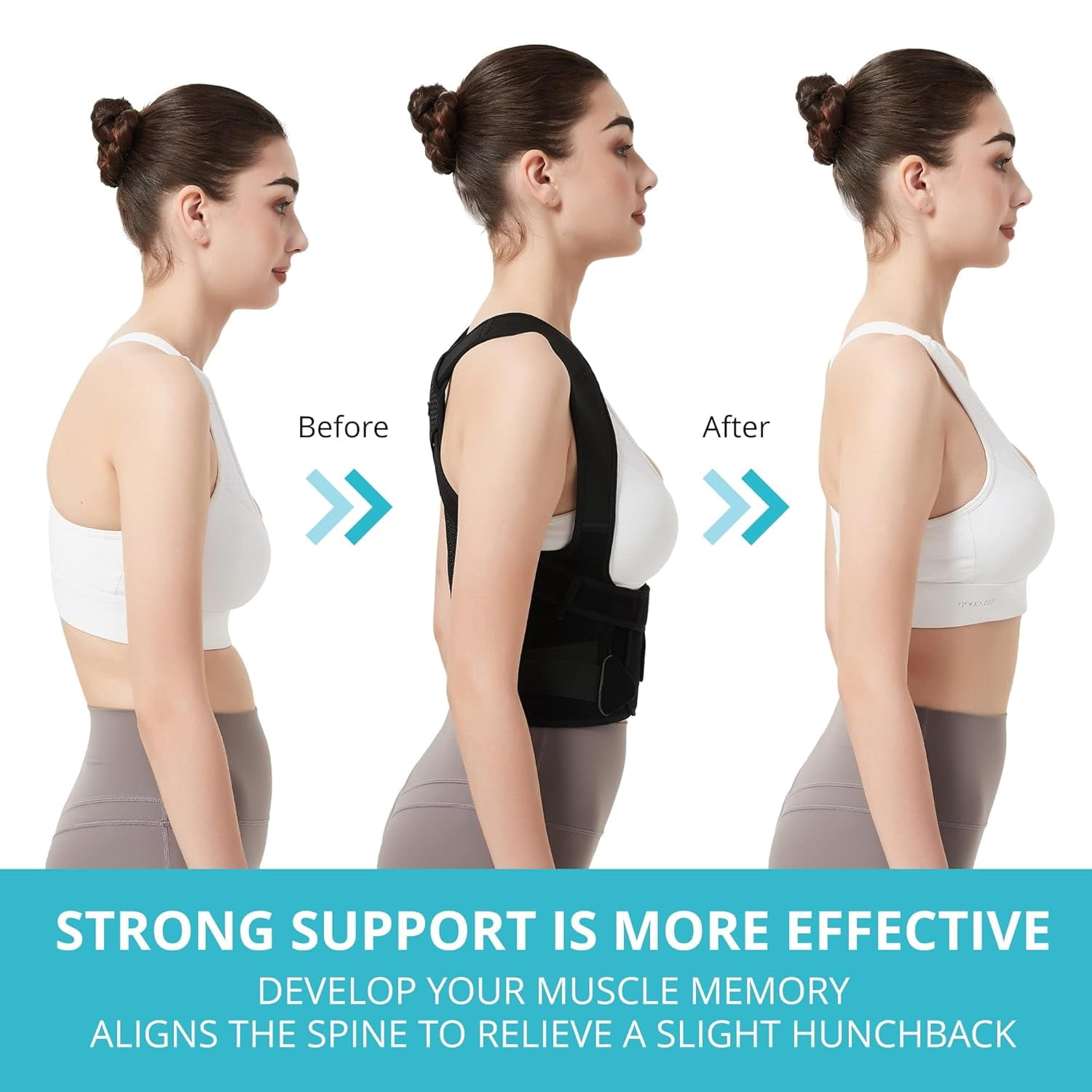 Posture Corrector for Women for Support: Back Brace for Full Back Support - Adjustable Shoulder Straightener for Women and Men (Black, Medium)