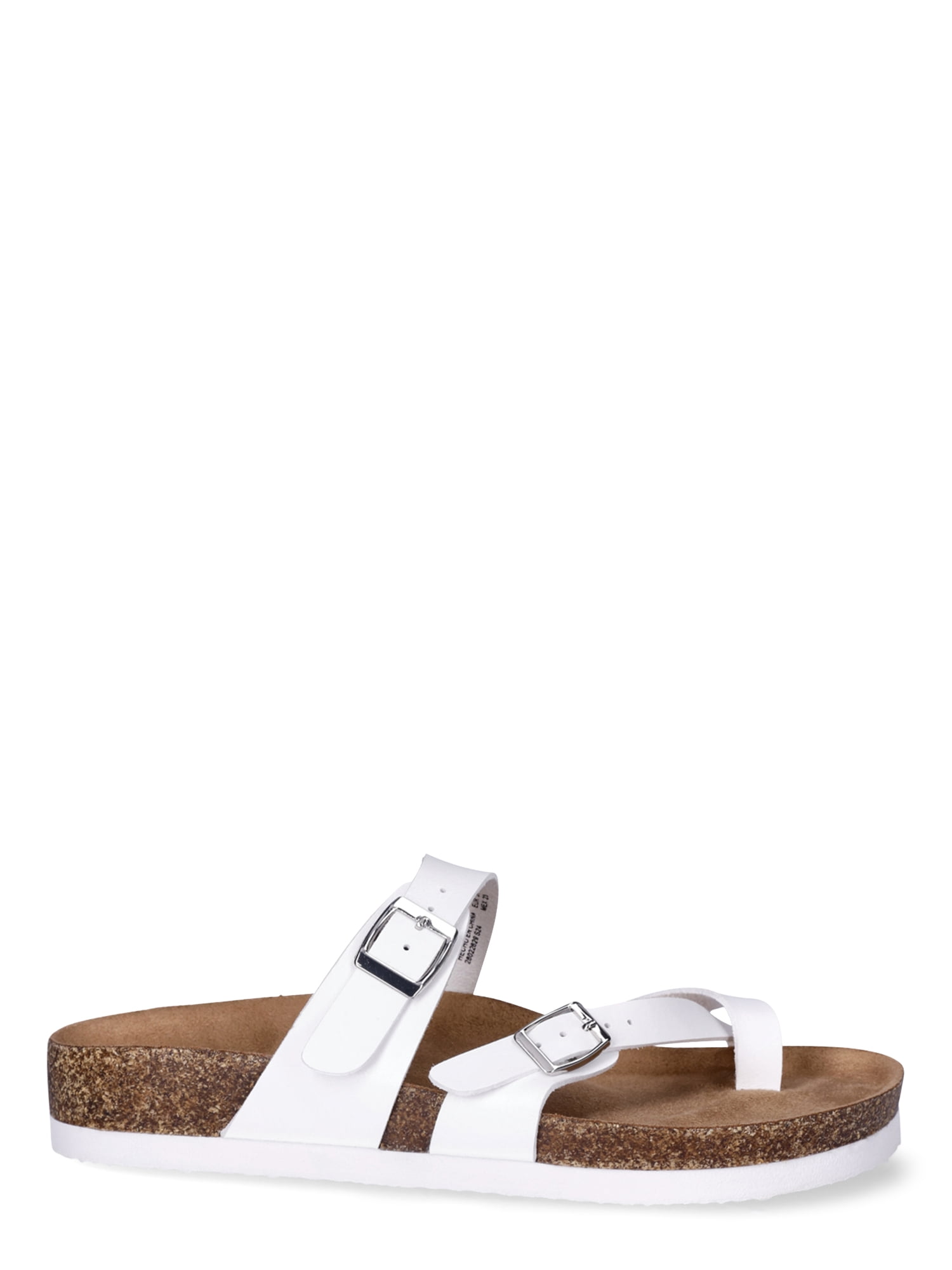 Time and Tru Women's Asymmetric Strap Flat Footbed Sandals, Sizes 6-11, Wide Width Available