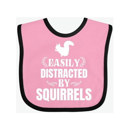 

Inktastic Easily Distracted by Squirrels Gift Baby Boy or Baby Girl Bib