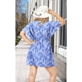 thumbnail image 2 of LA LEELA Women's Short Fall Swimsuit Cover ups Tops XL-XXL Cobalt, Leaves, 2 of 5