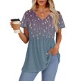 thumbnail image 4 of TQWQT Womens Peplum Tops Summer Short Sleeve Babydoll V-Neck Tunic Top Ruffle Plus Size Shirts Floral Print Tees Blouses Maternity Clothes Purple 2XL, 4 of 5