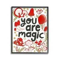 Stupell Industries Magic Phrase with Mushrooms Botanical & Floral Painting Black Framed Art Print Wall Art, 11 x 14