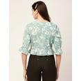 thumbnail image 2 of Moomaya Women Short Top Sweetheart Neck Elbow Sleeves Crop Top, 2 of 8