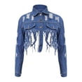 thumbnail image 4 of Women's Cropped Jacket With Holes On The Back And Cutout Denim Jacket, 4 of 7