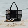 thumbnail image 5 of WNFJR Beach Bag, Mesh Beach Bag Women's Mesh Beach Tote 5 Pockets Foldable, Travel Pool Vacation Cruise Essentials(Black), 5 of 6