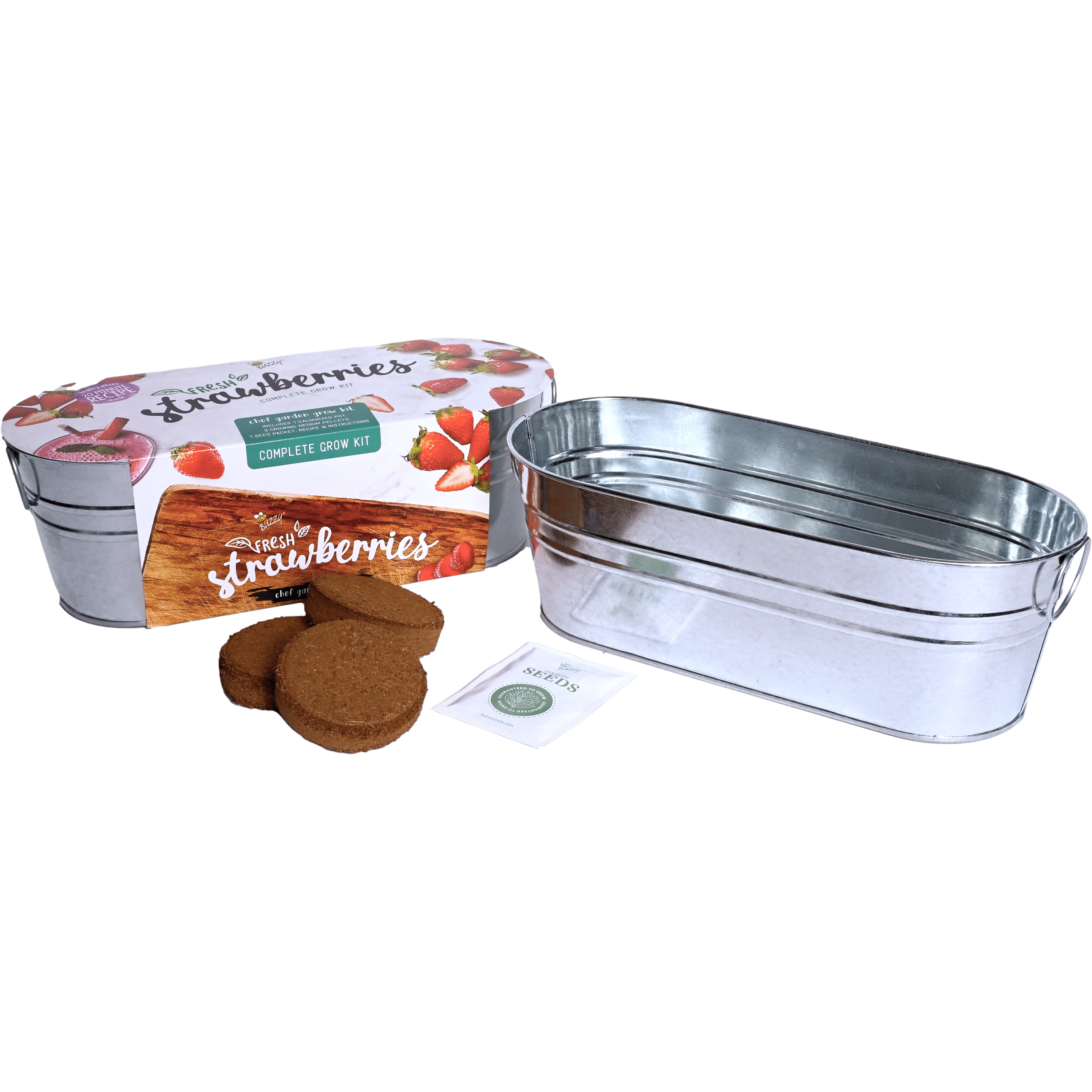 Kitchen Herbs and Strawberry Grow Kit 2-Pack | Indoor Windowsill Gardening