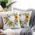 thumbnail image 3 of Outdoor Pillow Cover Yellow White Sunflower Set of 2 Waterproof Throw Pillowcases Watercolor Wreath Decorative Patio Furniture Pillows for Couch Garden Indoor & Outdoor Use, 3 of 9