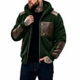 thumbnail image 4 of Men's Warm Winter Coats Thick Fleece Lined Hooded Jackets Faux Leather Spliced Zip up Bomber Coat Plus Size Casual Outerwear with Pockets, 4 of 8