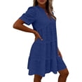 thumbnail image 4 of Fashion Beach Dresses for Womens Plus Size Summer Solid Short Sleeve V-Neck Lace Lightweight Maxi Wedding Guest Dresses, 4 of 8