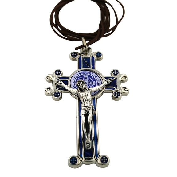 3" Blue St. Benedict Crucifix Pendant