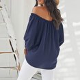 thumbnail image 3 of Gibobby Blusas De Mujer Camisa superior para mujer Camisa informal suelta de media manga para exteriores（Azul marino， L), 3 of 5