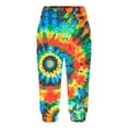 thumbnail image 5 of Casual Capri Pants Women Summer Athletic Tie Dye Print Elastic Waist Sweatpants with Pocket Joggers Fashion Bottoms, Multicolor, XXXL, 5 of 7