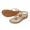 thumbnail image 4 of FAMITION Women Flat Sandals Summer Casual Thong Elastic Ankle Strap Sandal Boho Flip Flops Beach Shoes Apricot, 4 of 4