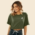 thumbnail image 4 of Dalix Heartly Ghost Embroidered Cropped Relaxed Cropped Soft Lightweight Loose T Shirt Womens in Military Green 2XL XX-Large, 4 of 5