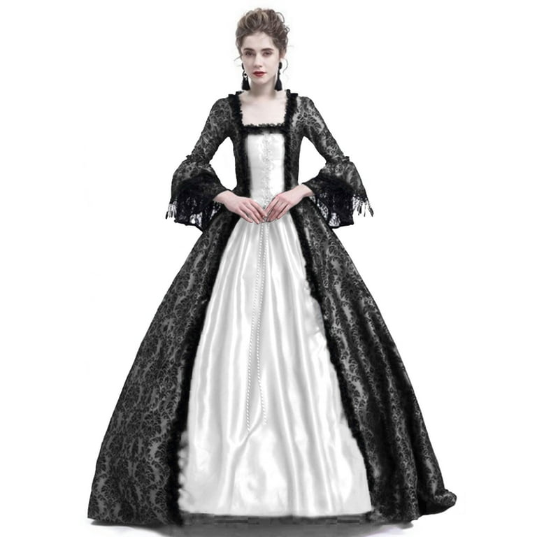 ZVAVZ Women's Plus Size Victorian Ball Gown Trendy Floor Length Long Sleeve  Bandage Dresses Vintage Gothic Steampunk Dress Masquerade Dress Party  Costumes White,2XL - Walmart.com