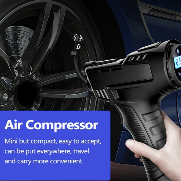 Acheter Compresseur d'air de voiture 120 W, pompe à air portable,  rechargeable par USB, pompe gonflable sans fil/fil, gonfleur numérique de  pneu de voiture pour balles de vélo de voiture