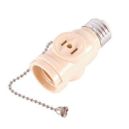 Ge 2 Outlet Polarized Light Socket Adapter With Pull Chain Ivory Ge 2 Outlet Polarized Light Socket Adapter With Pull Chain Ivory