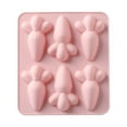 thumbnail image 1 of Moldes para tartas Molde de silicona de zanahoria de 6 cavidades Herramienta de decoración de tartas Molde para fondant de chocolate para postres y cupcakes (Rosa), 1 of 7