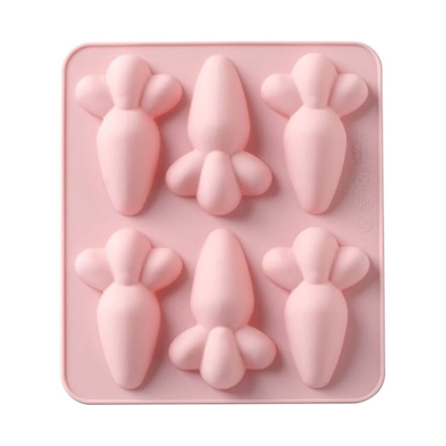 Moldes para tartas Molde de silicona de zanahoria de 6 cavidades Herramienta de decoración de tartas Molde para fondant de chocolate para postres y cupcakes (Rosa)