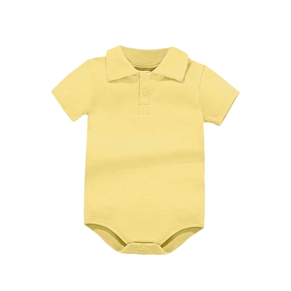 UQJfacai Infant Girls Bodysuit Baby Girl Collared Short Sleeve Casual Romper Toddler Solid Jumpsuit Summer Clothes 0-24 Years