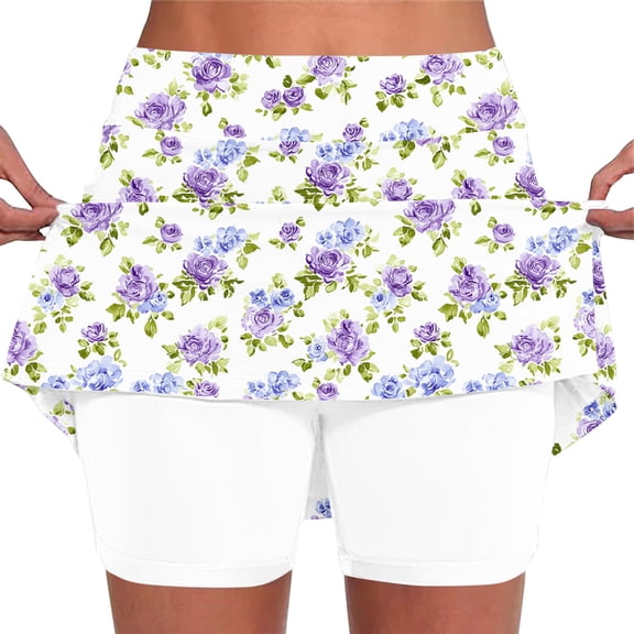 Zedker 2026 Women's Knee Length Skorts Skirts UPF50 Athletic Tennis Golf Skirt for Women Casual Summer Skirts with Skorts Underneath White L