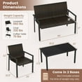thumbnail image 3 of Gymax 4 PCS Patio Furniture Set Heavy Duty Galvanized Metal Frame Wicker Table Mix Brown, 3 of 10