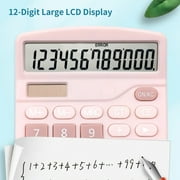 Desktop Calculator 12 Digit with Large LCD Display and Sensitive Button, Solar and Battery Dual , Standard Function for Office, Home, School(Black)