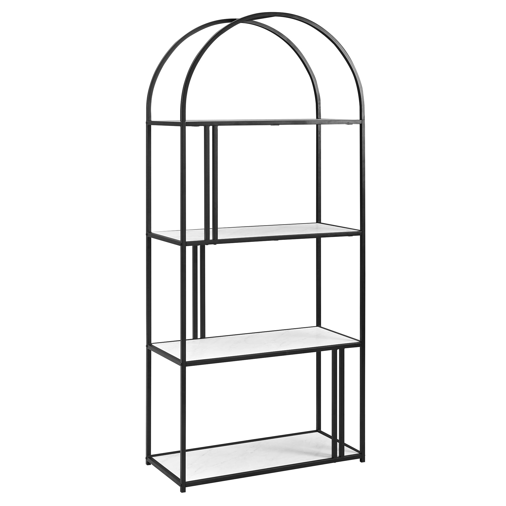 Manor Park Modern Arch Open Bookcase, White Faux Marble