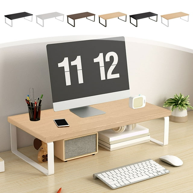 mtvxesu Wooden Monitor Riser Stand with Storage Shelf for Office Desk, Ergonomic Computer Stand with Spacious Surface, 30X20X8Cm, 1 Pc