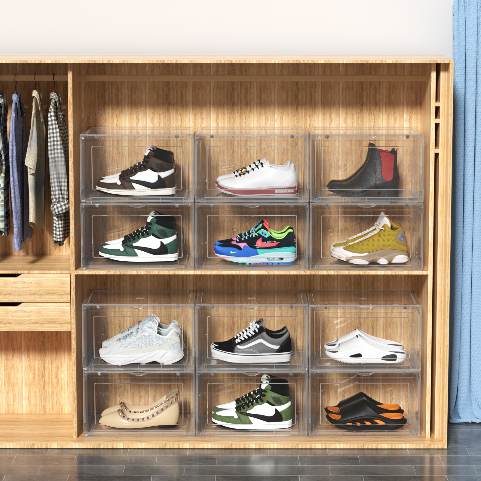 12-Pack Clear Plastic Stackable Shoe Boxes – Acrylic Display Storage Organizer