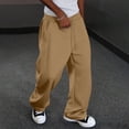 thumbnail image 2 of Dweltoz Men's Baggy Sweatpants Wide Leg Pants Casual Open Bottoms Straight Trousers Elastic Waist 2026 Fall Winter Lightweight Pants Loose Fit Oversized Sweatpants with Pockets,Brown 3XL, 2 of 5