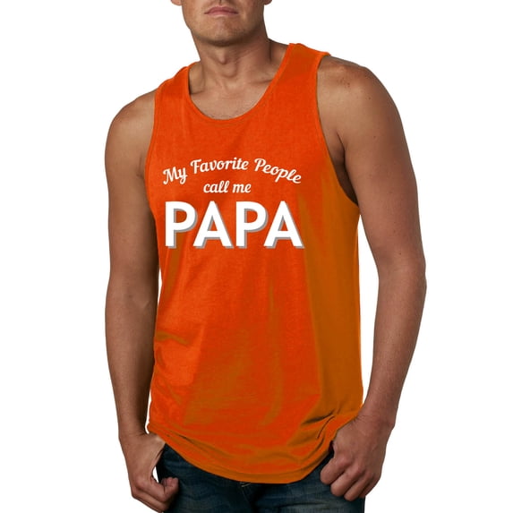 Wild Bobby My Favorite People Call Me PAPA Father's Day Men Graphic Tank Top, Orange, X-Large