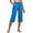 Blue, variant on Wide Leg Casual Pants Women Solid Elastic Waist Capris