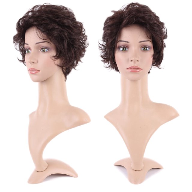 MesaSe Longue Perruque Synthétique Bouclée avec Franges Cheveux Courts Perruques Résistant à la Chaleur Pleine Perruque Pleine Tête pour les Femmes Blondes highlight
