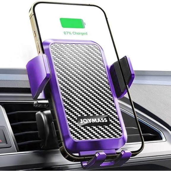 Wireless Car Charger, 15W Fast Charging Auto Clamping Car Charger Cell Phone Holder Mount Vent for iPhone 15 14 13 12 Mini Pro Max, Samsung Galaxy S24 Ultra S23 S22 S21  Note 20, etc - Purple