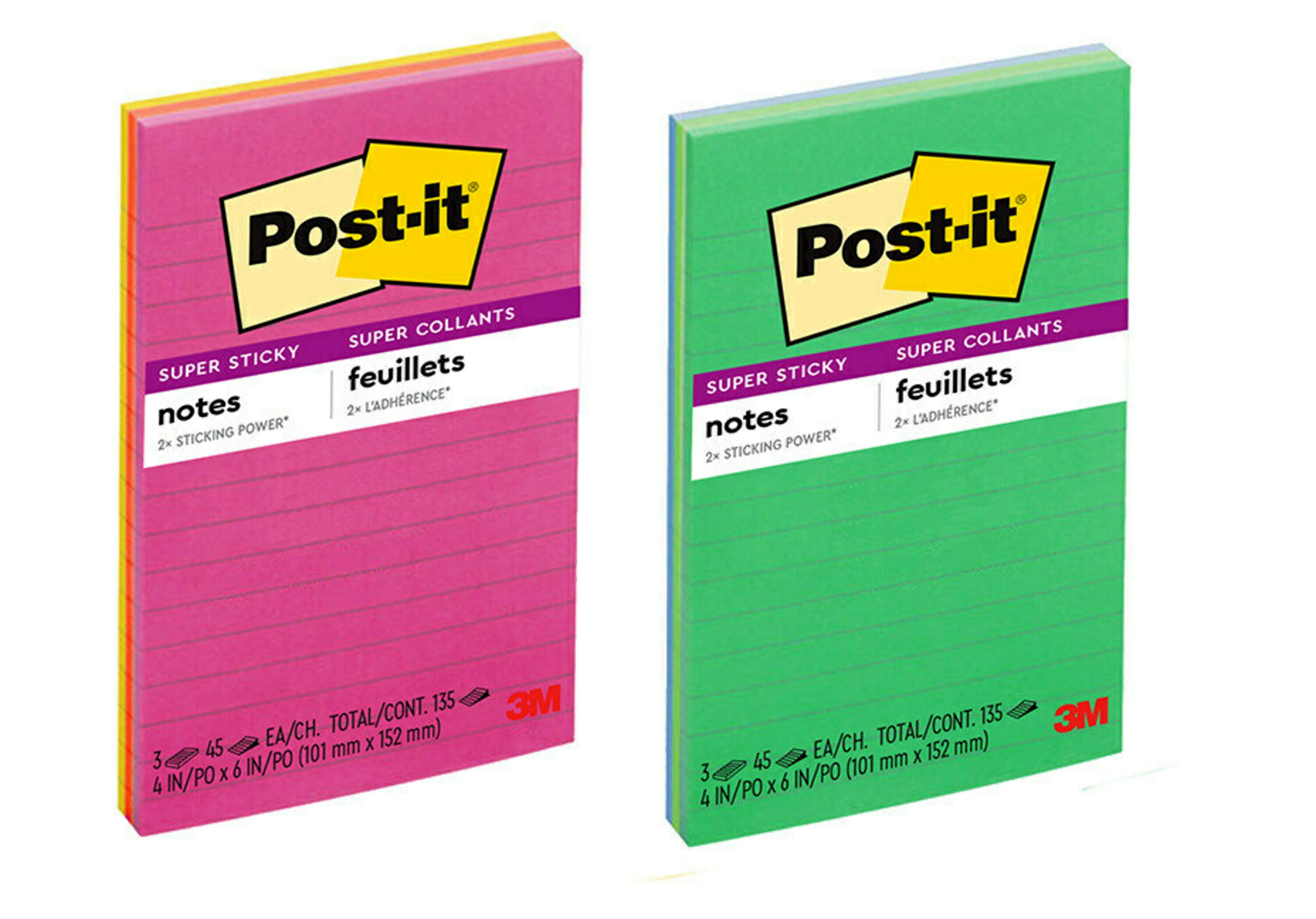 Post-It Notes 3M PURPLE 90 101 x 101 mm Super Sticky Ruled Lined  Note Pad NEW