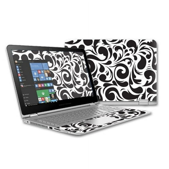 Skin Decal Wrap Compatible With Hp Envy x360 15 (2015 Version) Laptop  skins Swirly Black