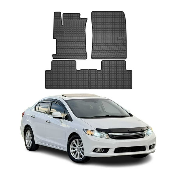 OMAC Floor Mats Liner for Honda Civic 2012-2015 Sedan Black Rubber All-Weather