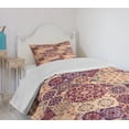 thumbnail image 4 of Ambesonne Moroccan Quilted Bedspread Set 2 Pcs, Ornate Ceramic Tiles, Twin Size, Pale Orange Dark Blue, 4 of 6