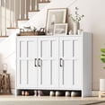 thumbnail image 3 of HOOBRO Shoe Cabinet Storage for Entryway, Wooden Shoe Organizer Cabinet with 3 Doors, 42.1" Freestanding Shoe Cabinet Storage for Closet, Adjustable Shelves, Large Capacity, Farmhouse, White WT01SC01, 3 of 13