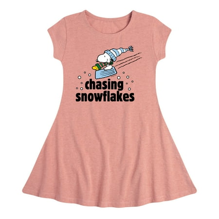

Peanuts - Chasing Snowflakes - Toddler And Youth Girls Fit And Flare Dress