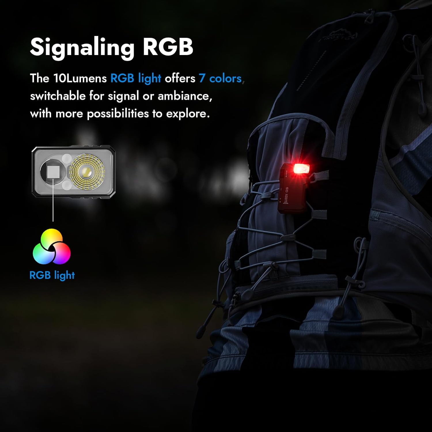 WUBEN G5 Mini Rechargeable Flashlight, 400 Lumens LED EDC Torch with RGB Light, Magnetic Clip for Camping